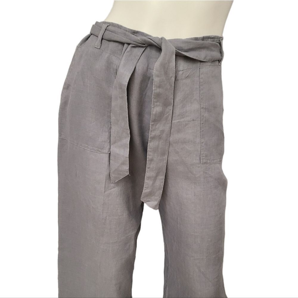 St. Tropez Gray Wide Leg Linen Capri Pants size 10 - Picture 4 of 9